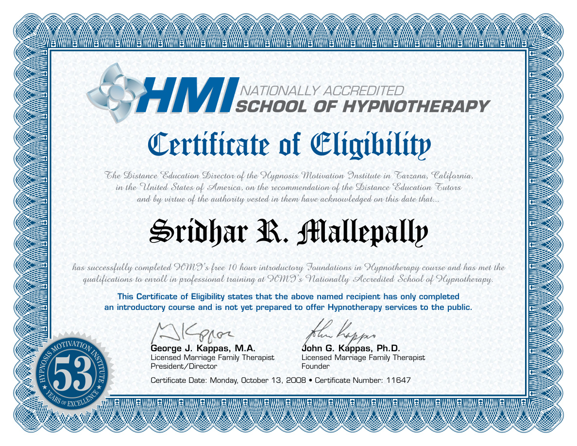 FIH Certificate — Sridhar Mallepally
