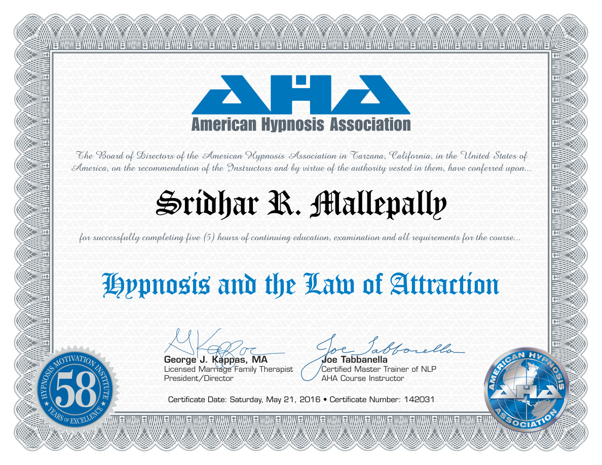 Hypnosis & the Law of Attraction — Sridhar Mallepally