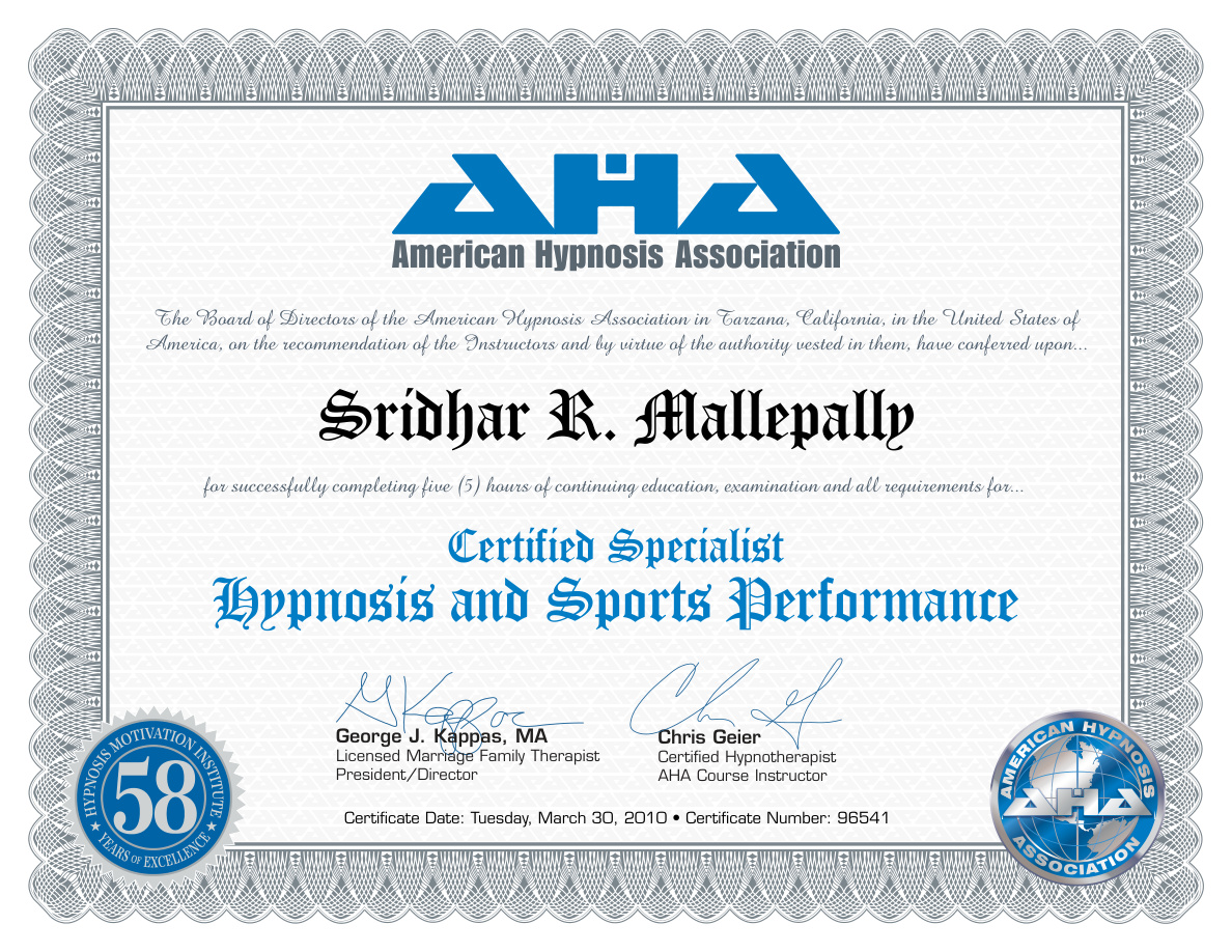 Hypnosis & Sports Performance — Sridhar Mallepally